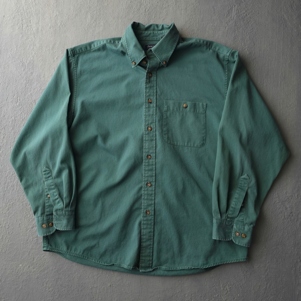 Vintage 2000s Arrow Green Long Sleeve Button Down Shirt Large Oversized